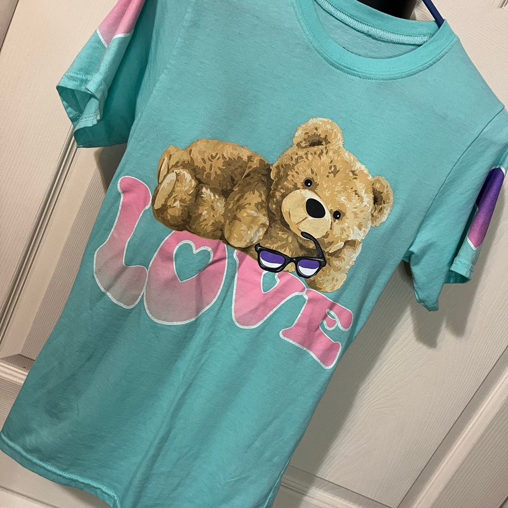 Kids Turquoise Bear Graphic T-Shirt